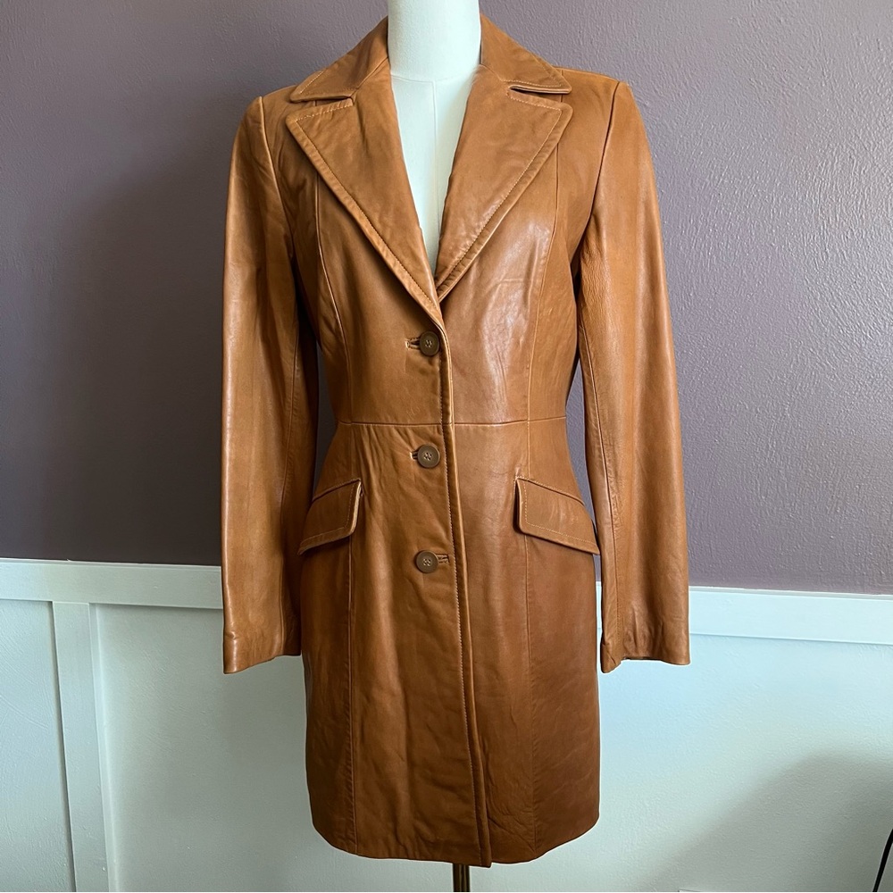 Wilson’s Leather Carmel Butter Soft Long Coat Jacket